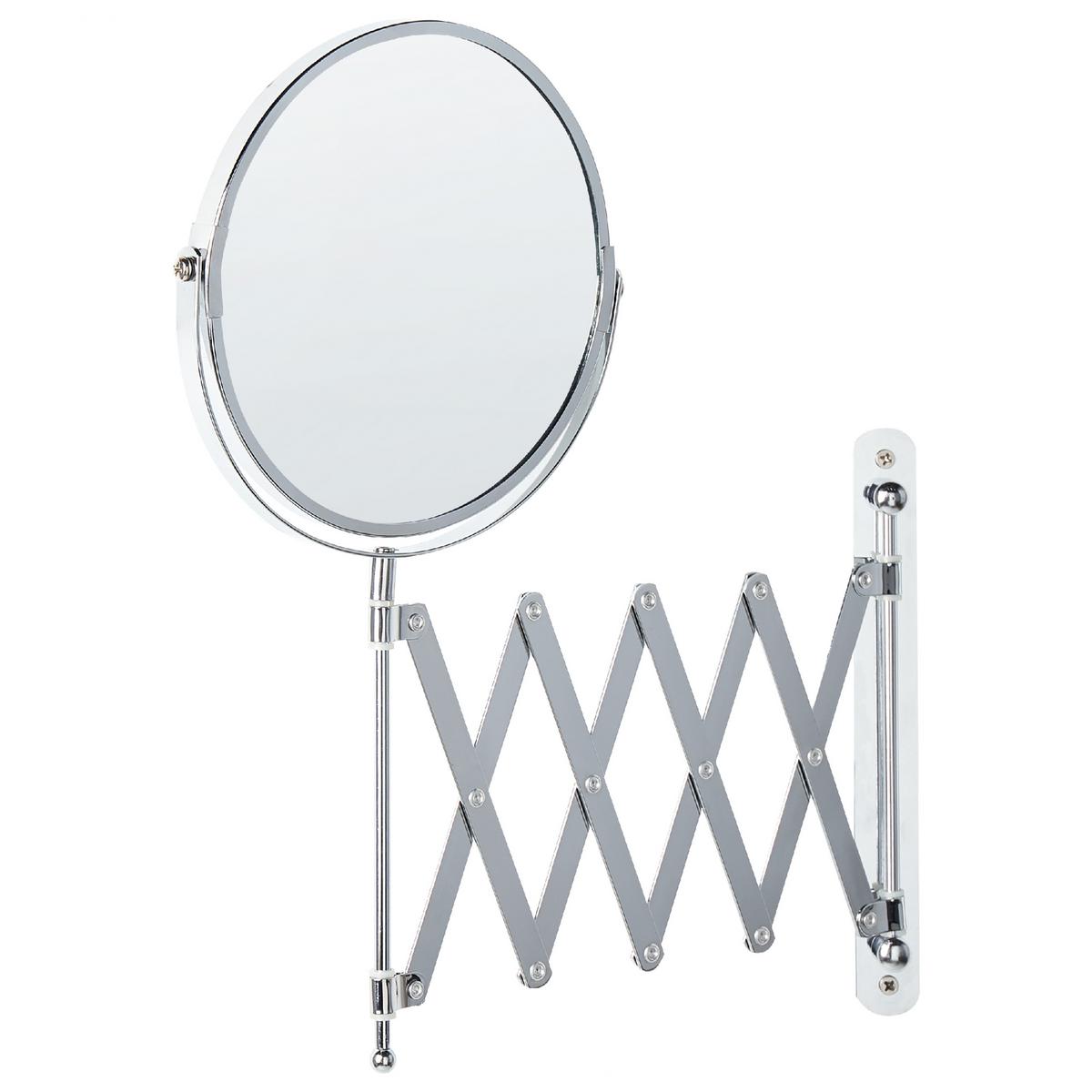 WANDSPIEGEL mit Ausziehfunktion 19 cm Silber Yvelines - Silberfarben, Metall (5/57/36cm) - Beliani