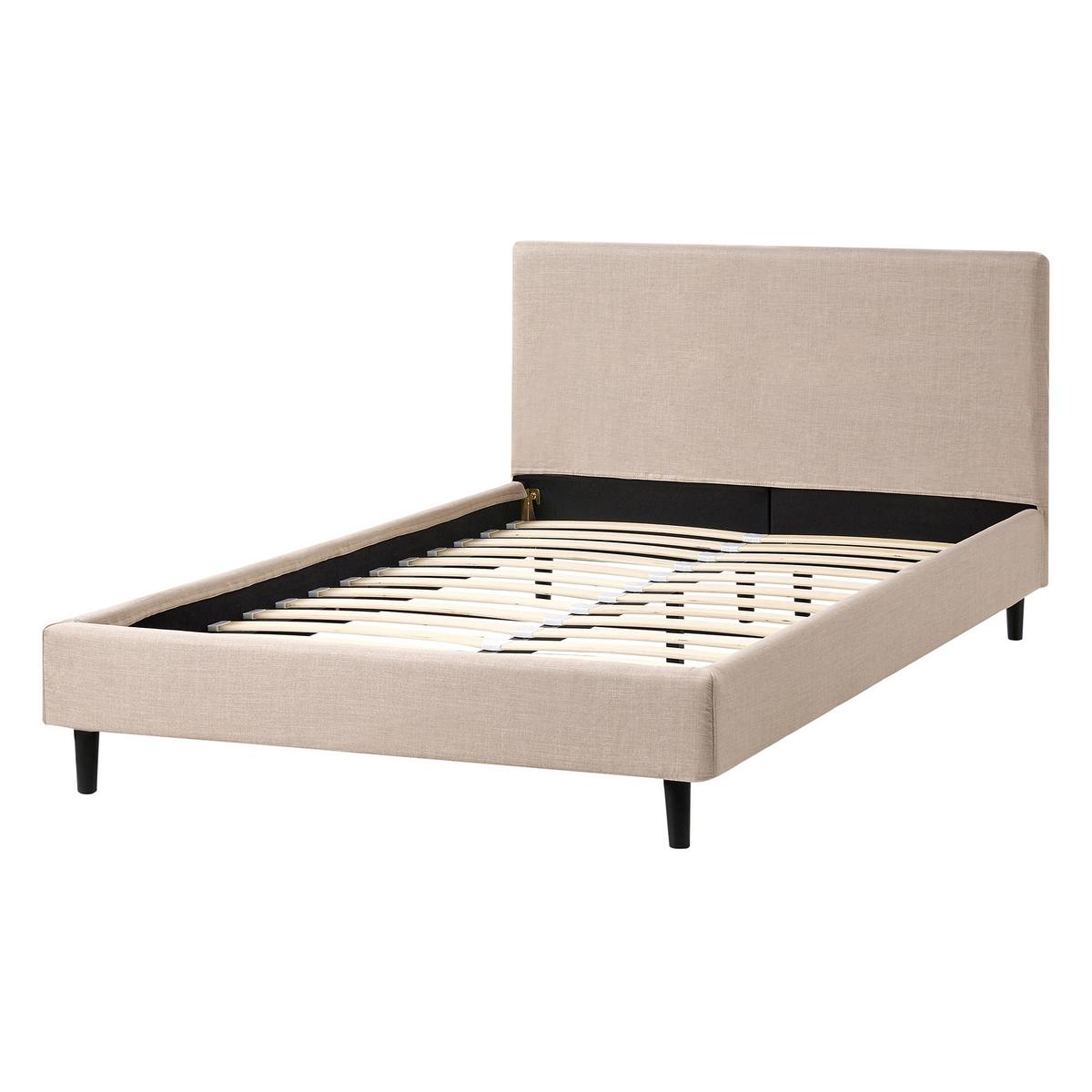 BETT mit Lattenrost 120/200 cm Beige Fitou - Beige/Braun, Textil (120/200cm) - Beliani