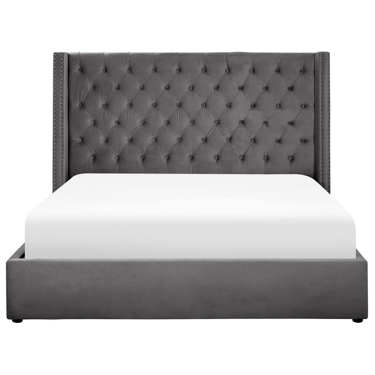 POLSTERBETT 180/200cm Grau Lubbon - Grau, Textil (180/200cm) - Beliani
