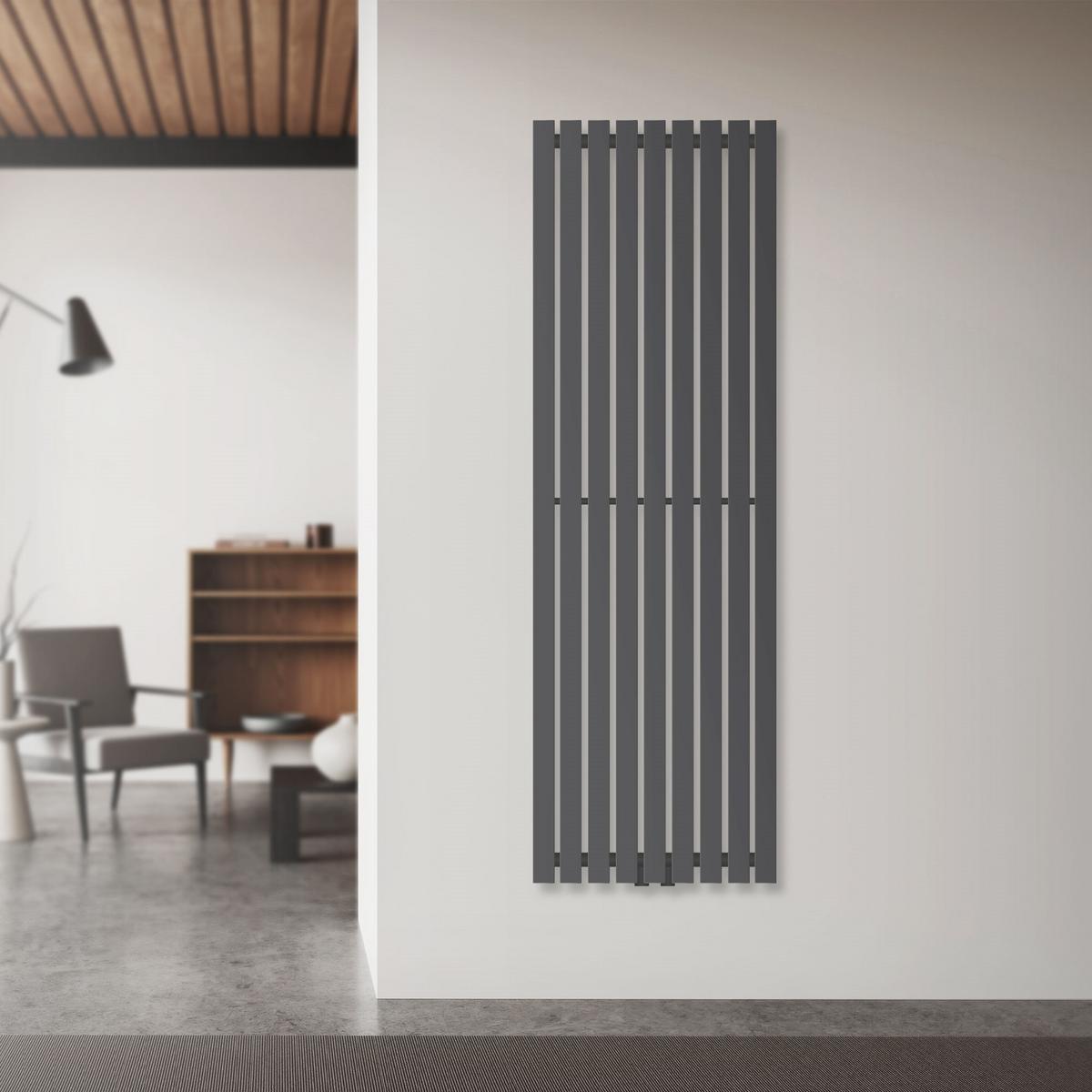 BADHEIZKÖRPER Stella 480x1400 mm Anthrazit mit Mittelanschluss - Anthrazit, Metall (48/140/5cm) - LuxeBath