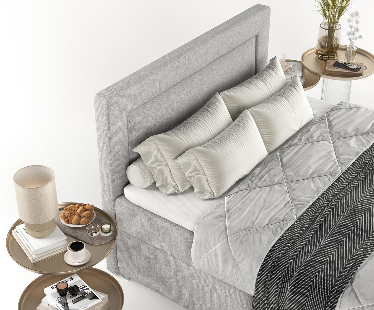 BOXBETT Lontano 120/200 cm Graubeige im Megan Stoff - Chromfarben/Grau, Holz/Holzwerkstoff (120/200cm) - AltaBeds