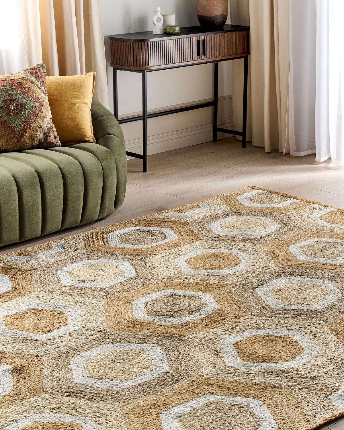 KURZFLOR-TEPPICH Beige 200/300 cm Basoren - Beige/Weiß, Naturmaterialien (200/300cm) - Beliani