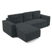 ECKSOFA L Form Aydin Grau 258/169/85 cm Cord Universal mit Schlaffunktion - Schwarz/Grau, Kunststoff/Textil (258/169cm) - AX Living