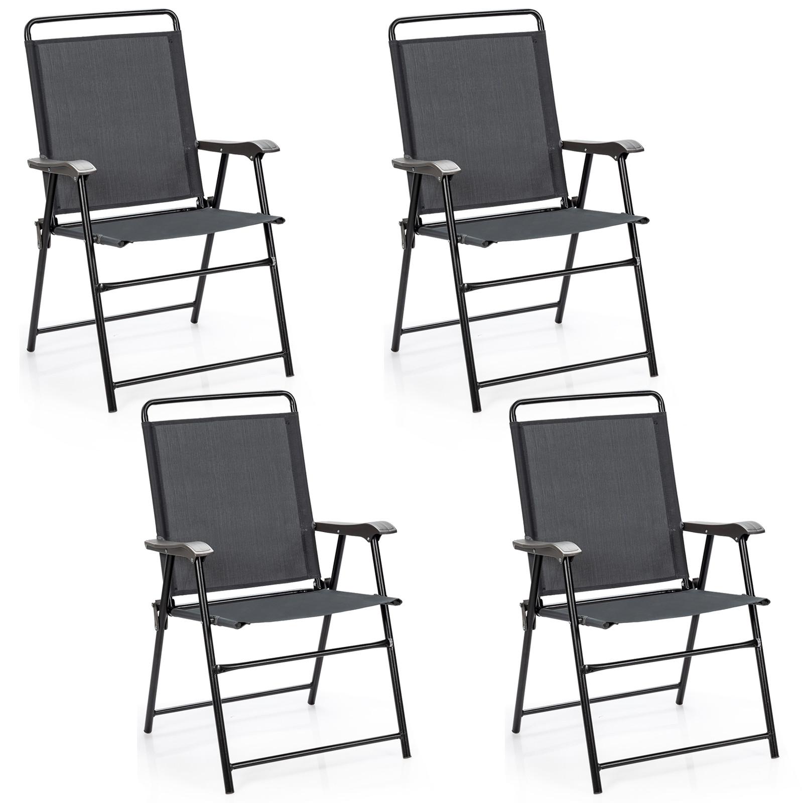 KLAPPSTÜHLE Grau (4-teilig) - Grau, Metall (63/92/59cm) - COSTWAY