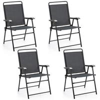 KLAPPSTÜHLE Grau (4-teilig) - Grau, Metall (63/92/59cm) - COSTWAY