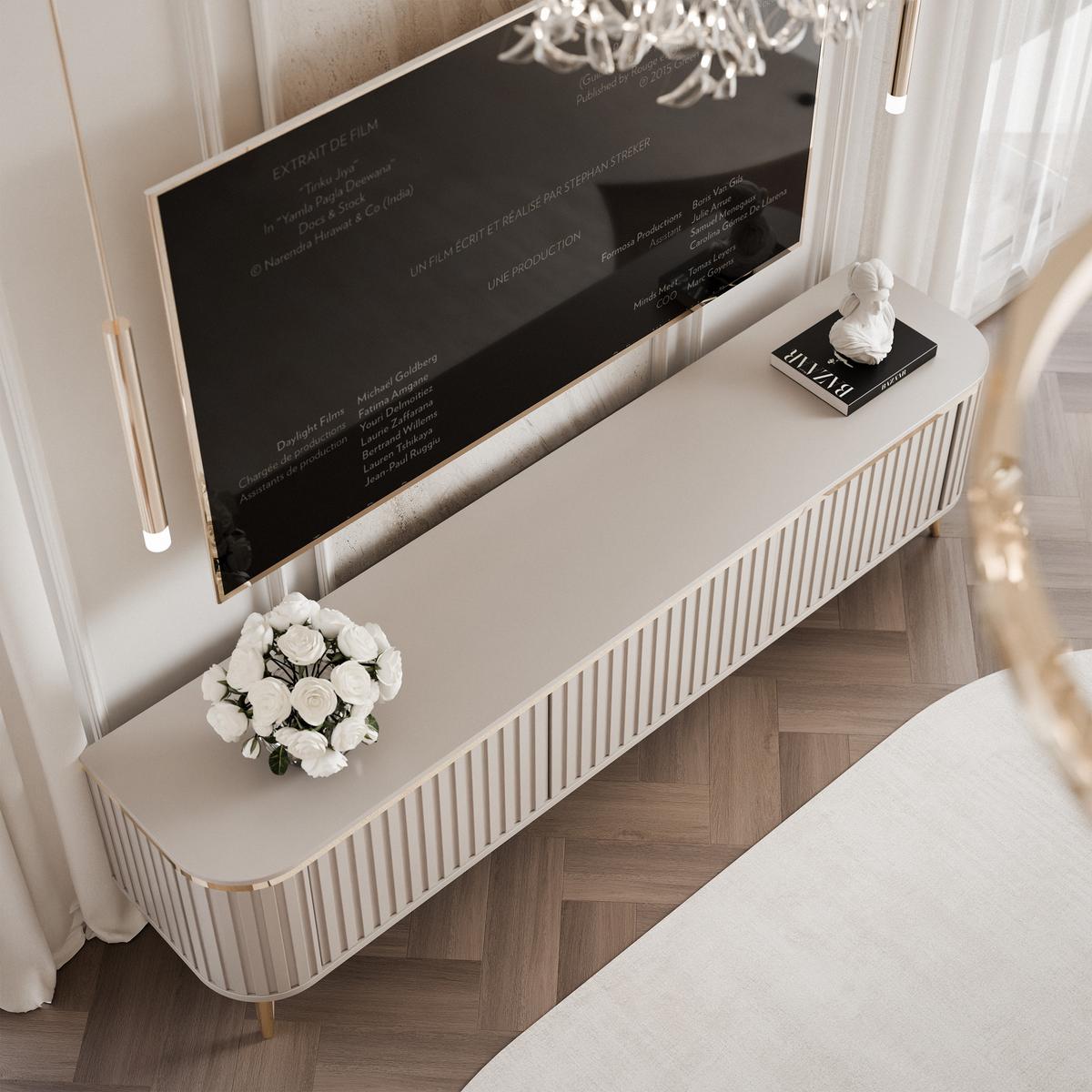 TV-LOWBOARD AZELIA 165 cm, mit LED-Beleuchtung, Kaschmir - Kaschmir, Holzwerkstoff (165/44/35cm) - Idohome