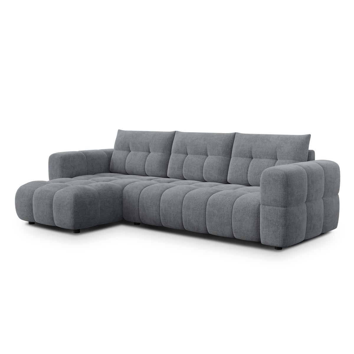 ECKSOFA CLOUDI 4-Sitzer links, dunkelgrau - Dunkelgrau/Schwarz, Holz/Textil (294/160cm) - Wozimo