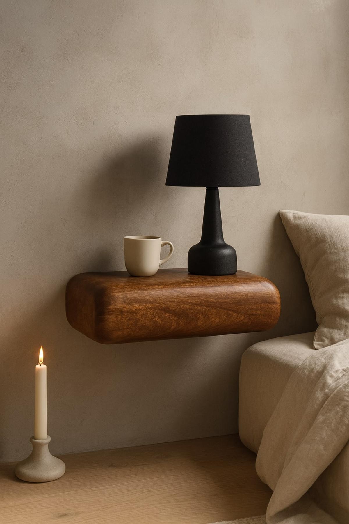 NACHTTISCH aus massivem Mangoholz, Amber-Eichen-Finish, 1 Schublade, braun. - Braun, Holz (45/12/32cm) - Artisan Furniture