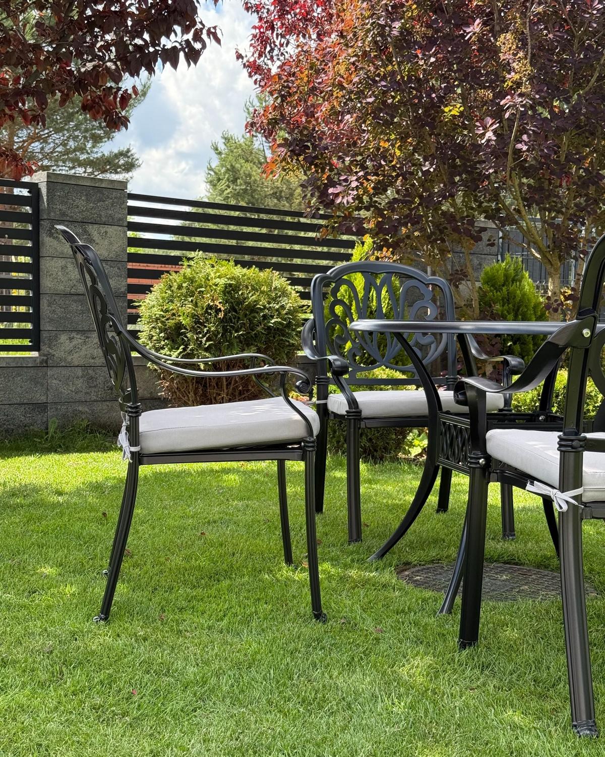 GARTENMÖBEL SET 4-Sitzer Aluminium schwarz Ancona - Beige/Schwarz, Metall - Beliani