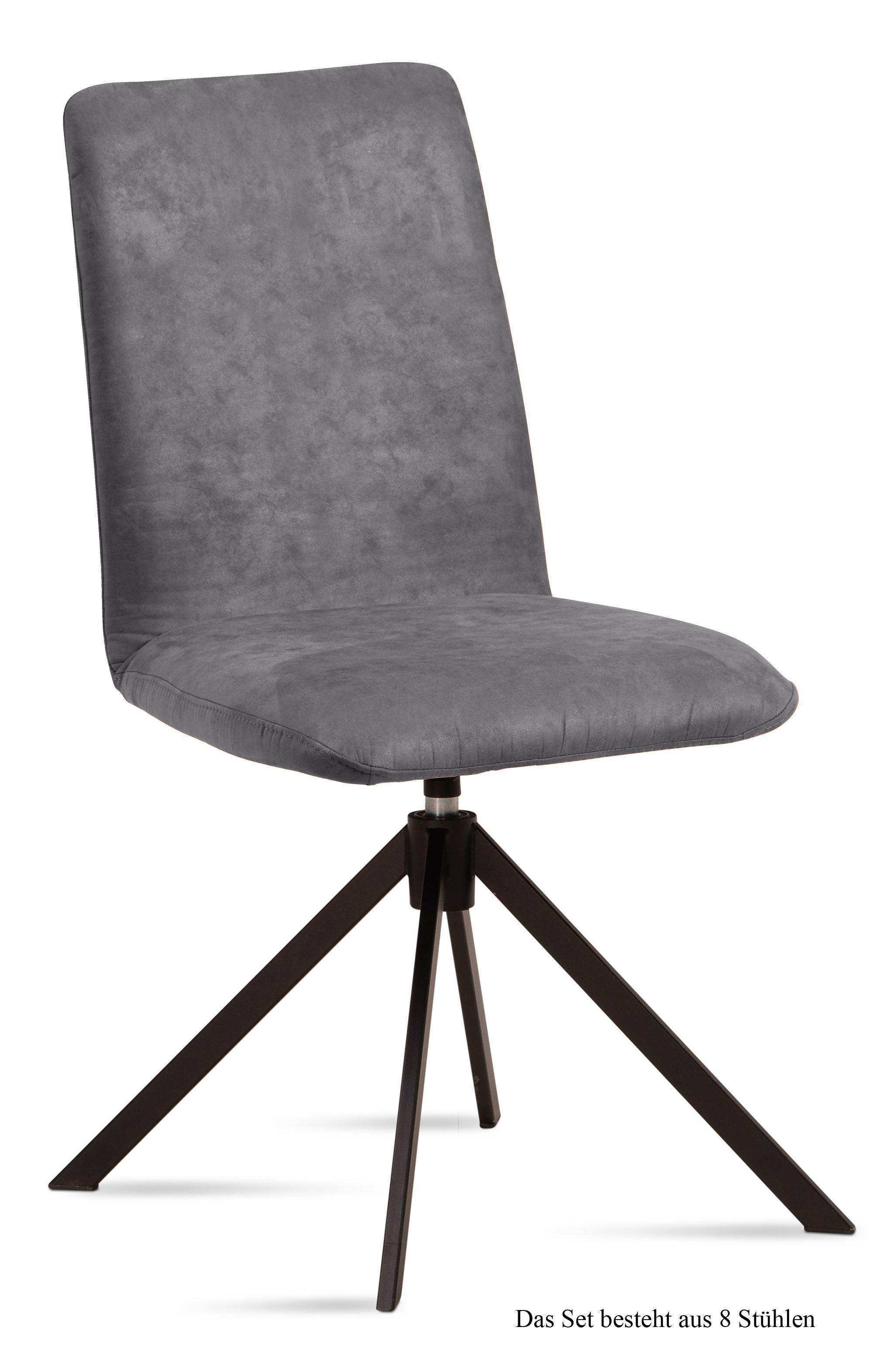 ESSZIMMERSTUHL drehbar (8er-Set) Deanne 47x92x60 Schwarz/Grau - Schwarz/Grau, Kunststoff (60/92/47cm) - 58aufmkessel
