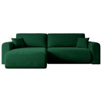 ECKSOFA mit Schlaffunktion und Bettkasten ORRO-L - 272x145x83 cm Grün Velours - Schwarz/Grün, Holzwerkstoff/Kunststoff (272/145cm) - ALTDECOR