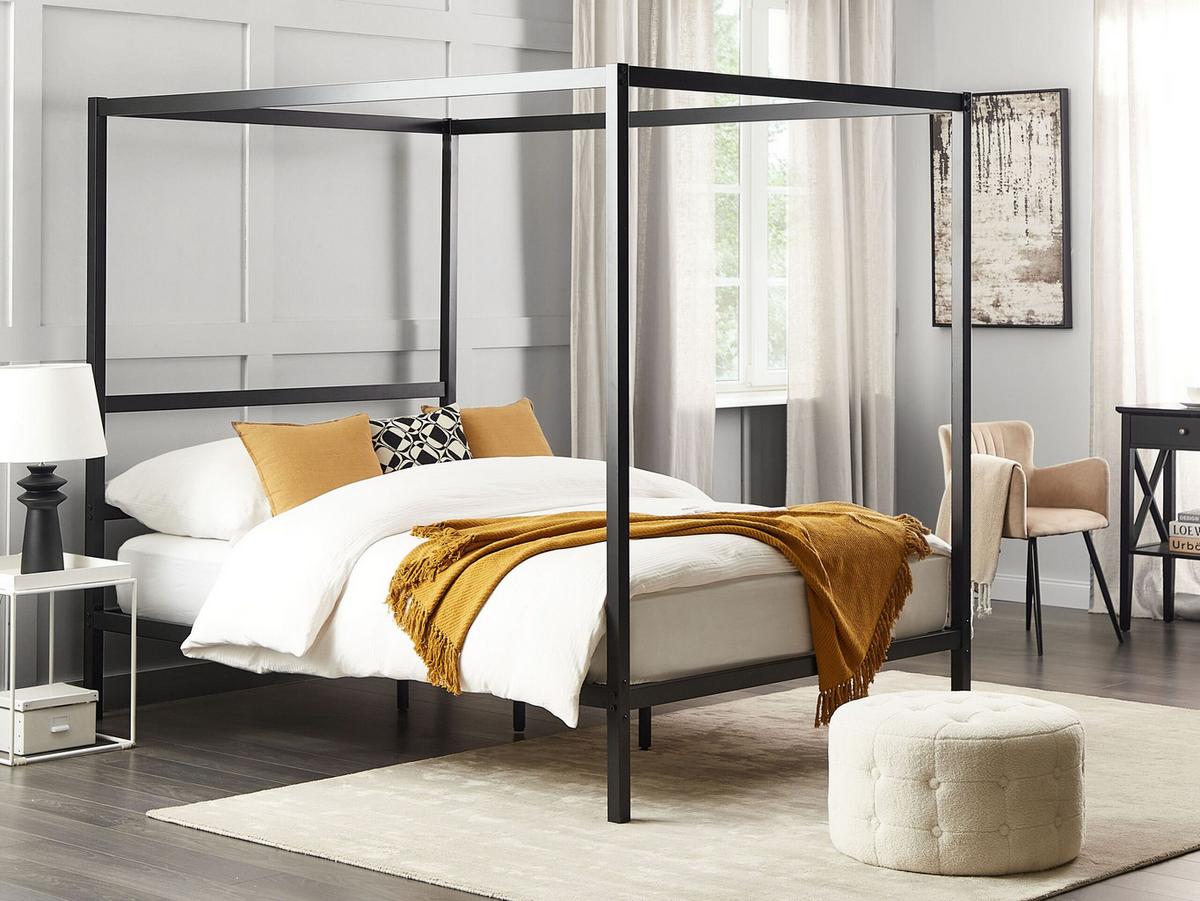 HIMMELBETT 140/200cm Schwarz Lestards - Schwarz, Metall (140/200cm) - Beliani