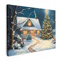 LEINWANDBILD Weihnachten - Weihnachtsbaum - Winter - Zuhause - Schnee Wandbild 40x30 cm - Smaragdgrün, Textil (40/30cm) - MuchoWow