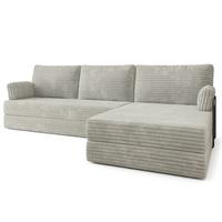 ECKSOFA ANKO modulares Boneless Sofa mit Schlaffunktion Hellgrau Kordstoff - Hellgrau, Textil (270/160cm) - MASSENO