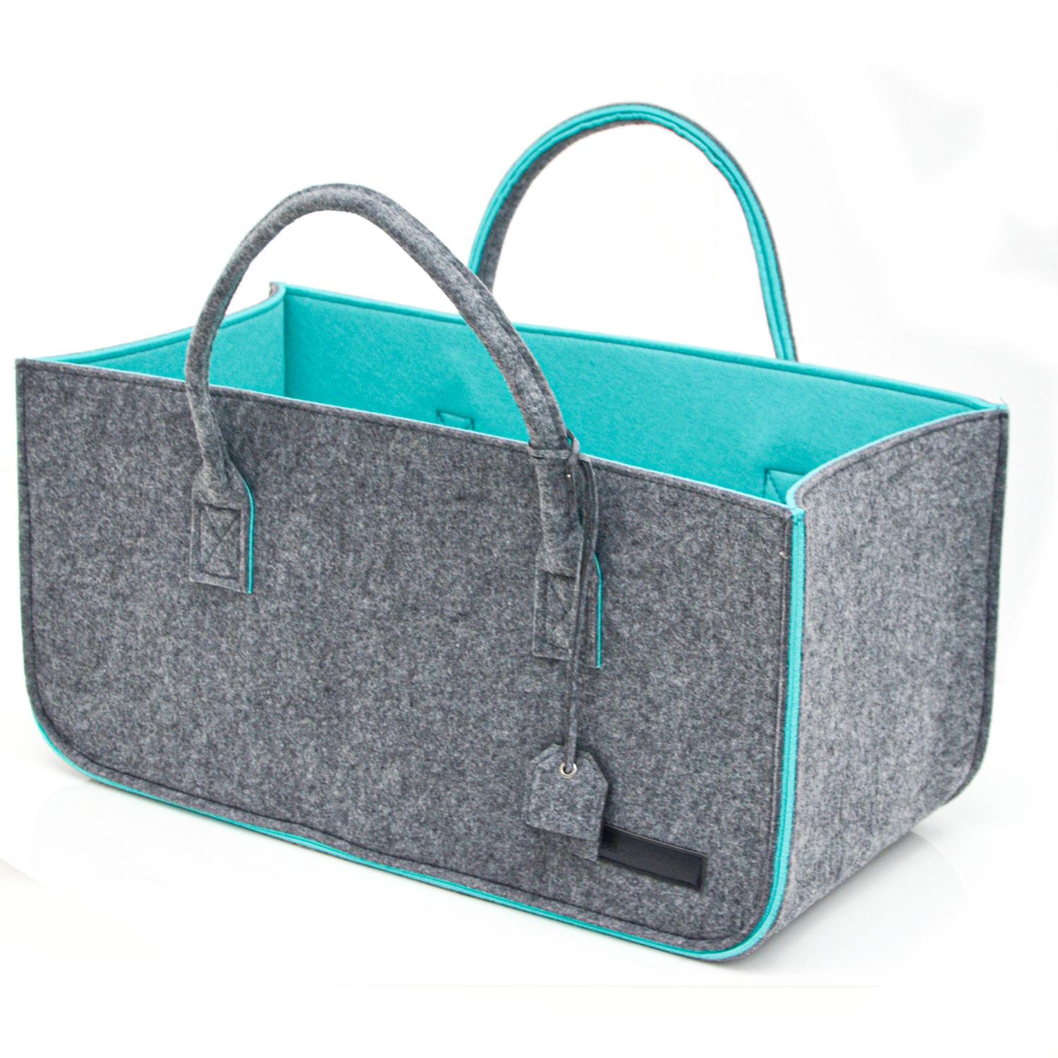 FILZTASCHE, 50x25x25 cm, Grau/türkis - Grau, Kunststoff (50/25/25cm) - Dunedesign