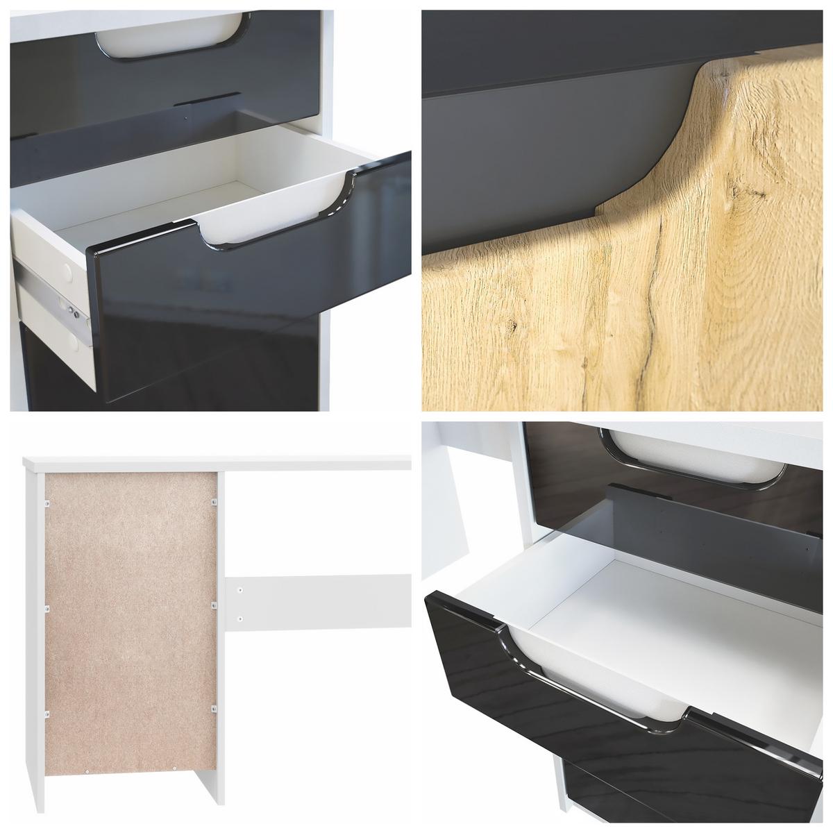 SCHREIBTISCH Logan Fronten in Eiche Nordic - Silbereichenfarben, Holzwerkstoff (60/129/76cm) - Vladon