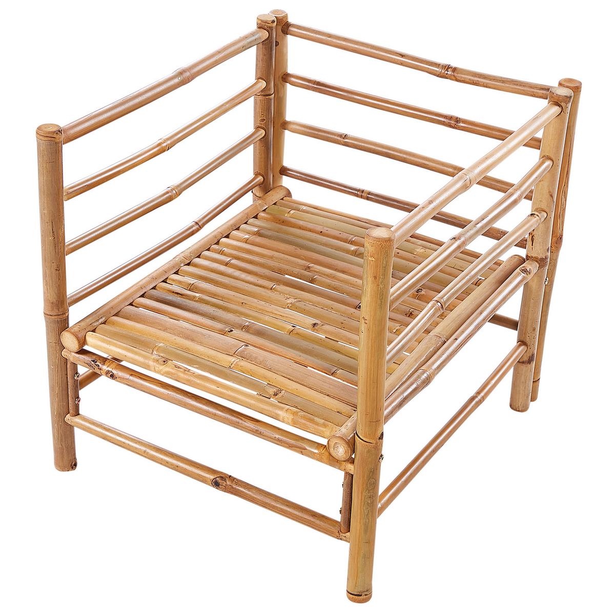 LOUNGE SET 6-Sitzer Bambusholz hellbraun 3-teilig Auflagen taupe Cerreto - Taupe, Holz - Beliani