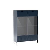 VITRINE ZIGO 150 / 104,8 cm in Blau - Blau, Holzwerkstoff (104.8/150/40.6cm) - MASSENO