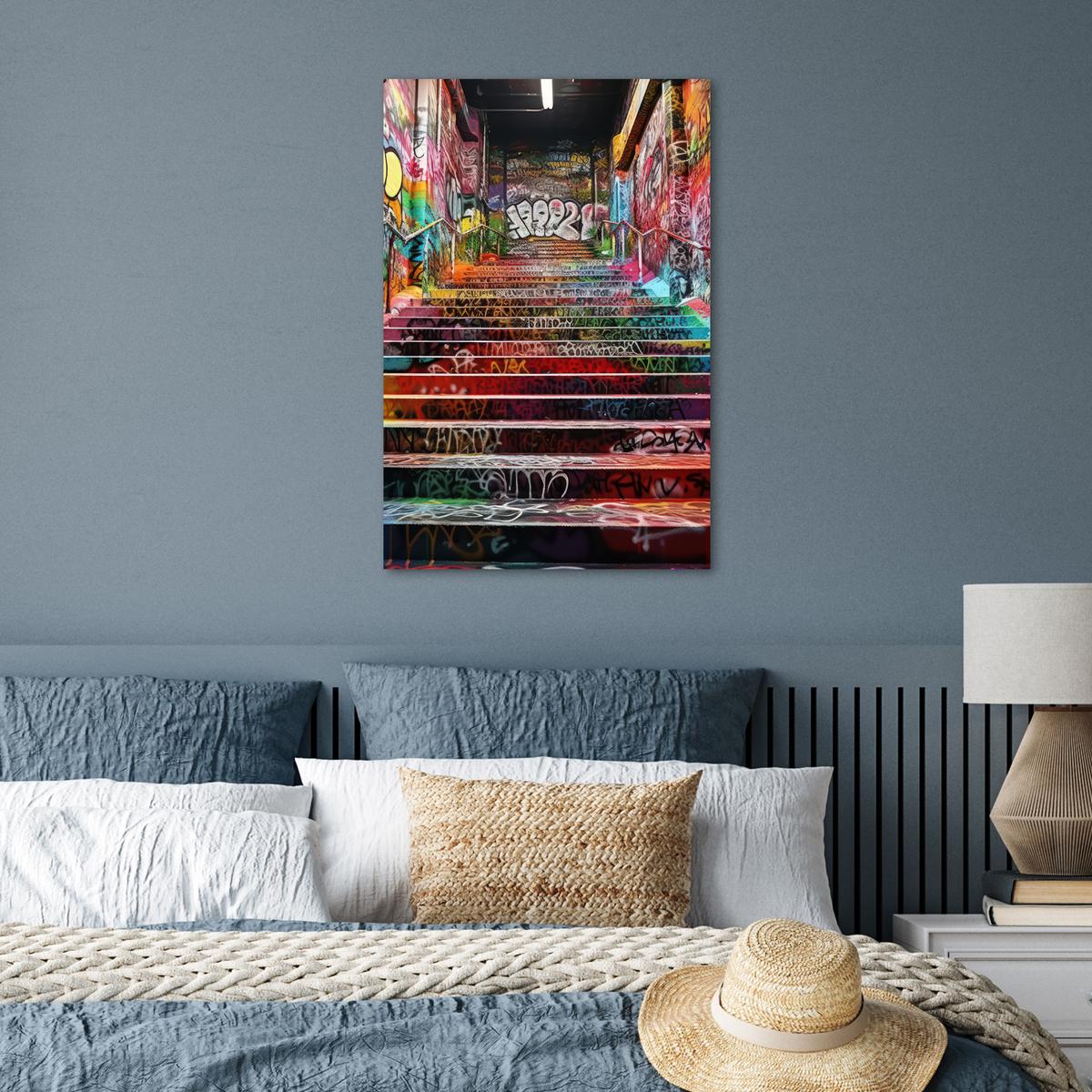 POSTER Treppe - Graffiti - Farben - Kunst Wanddeko 40x60 cm - Multicolor, Papier (40/60/0.1cm) - MuchoWow