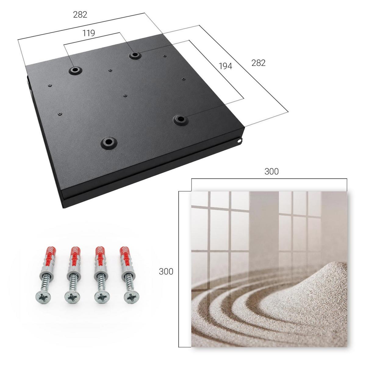 SCHLÜSSELBOX Schwarz 30x30 cm- Türöffnung nach rechts - Zen-Garten - Beige, Metall (30/30/5cm) - TULUP