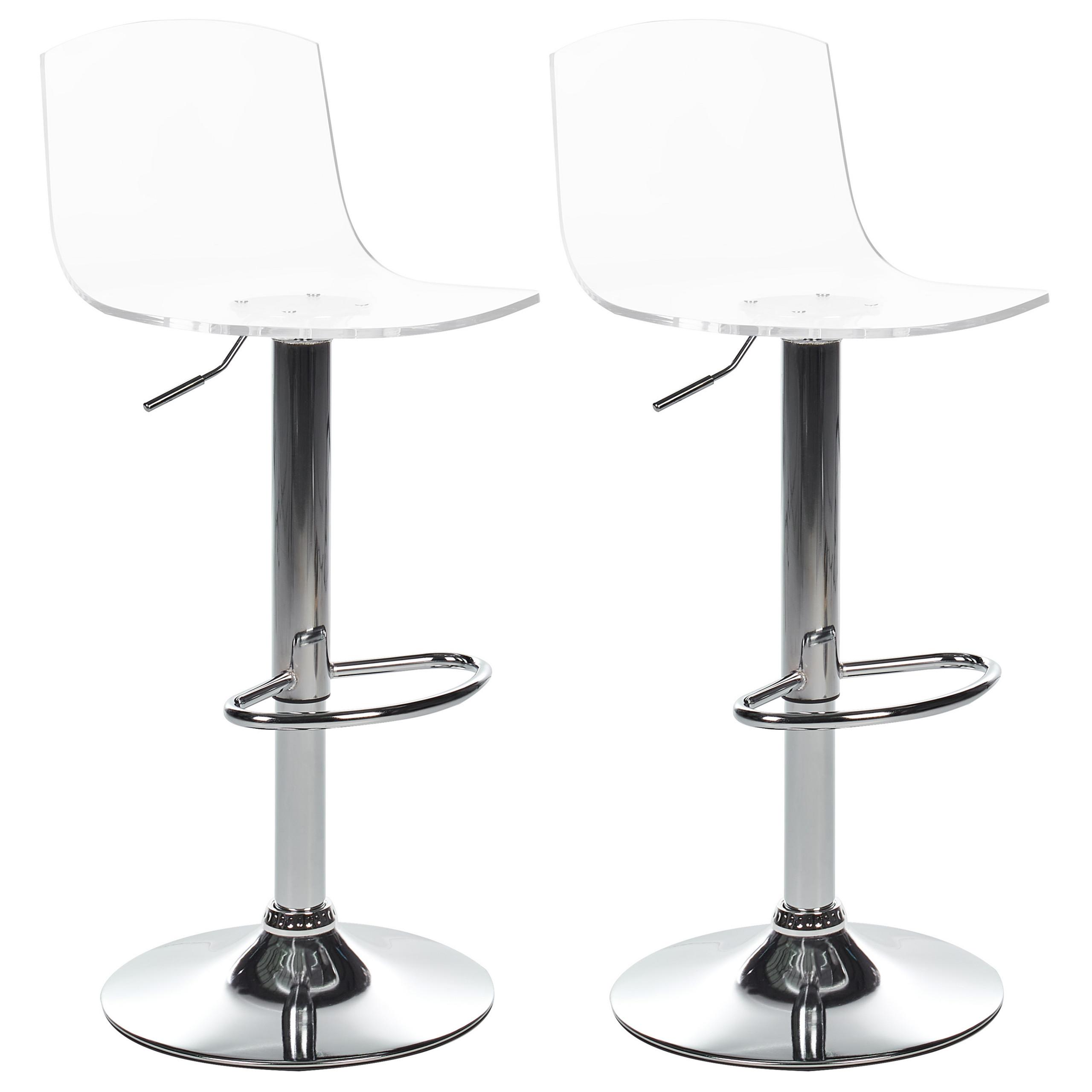 DREHHOCKER 2er-Set Transparent Imola - Transparent/Silberfarben, Kunststoff (38/82/43cm) - Beliani