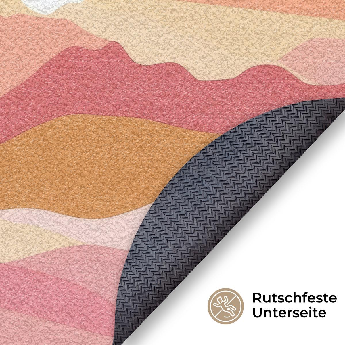 FUSSMATTE Berge - Abstrakt - Sonnenstrahlen - Rosa Sauberlaufmatte 120x120 cm - Rosa, Kunststoff (120/0.4cm) - MuchoWow