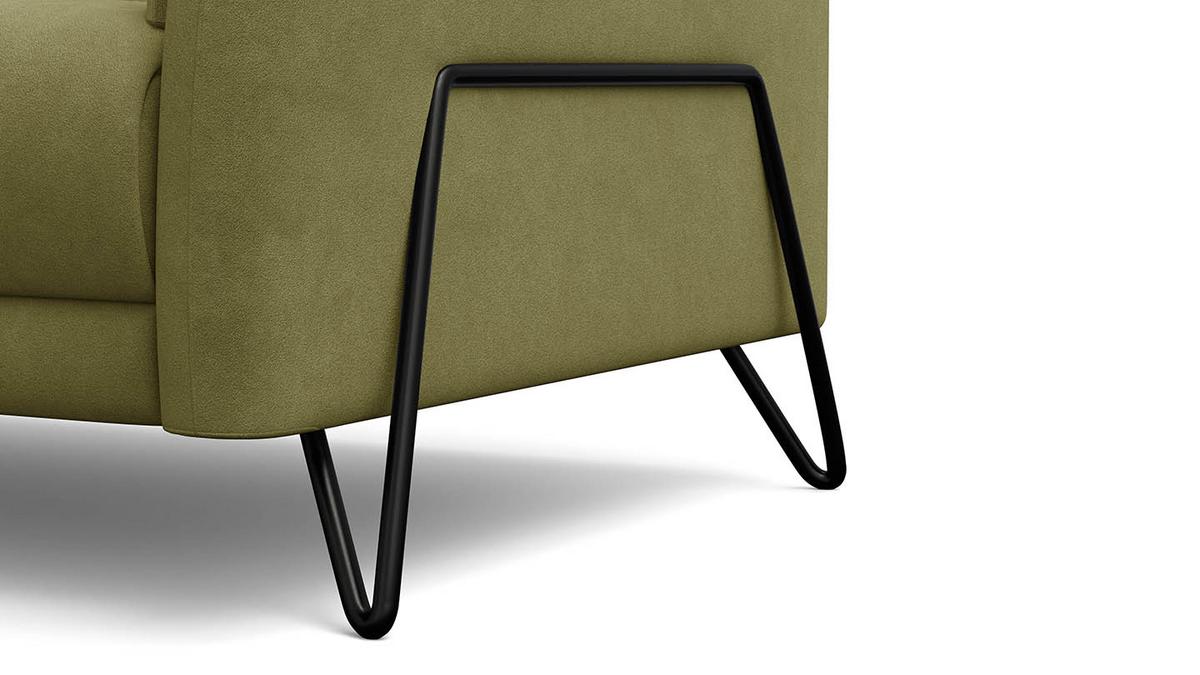 SOFA RODEN 3-Sitzer, olive, Veloursstoff - Grün, Holz/Textil (194/82/103cm) - Wozimo
