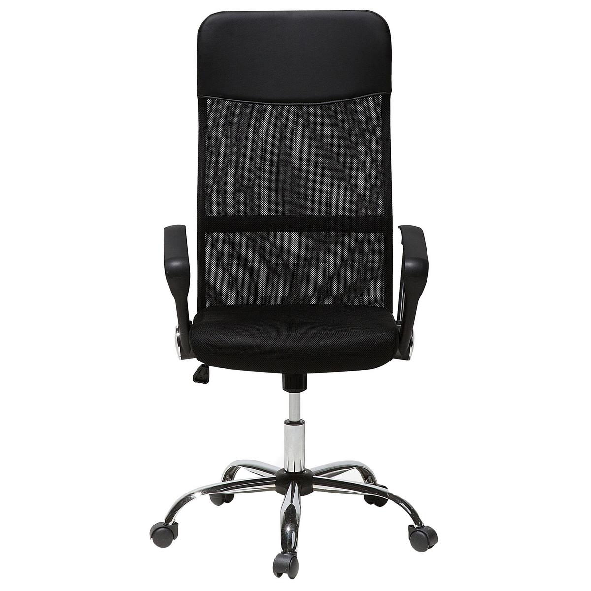BÜROSTUHL Kunstleder Schwarz Design - Schwarz, Textil/Metall (50/117/49cm) - Beliani