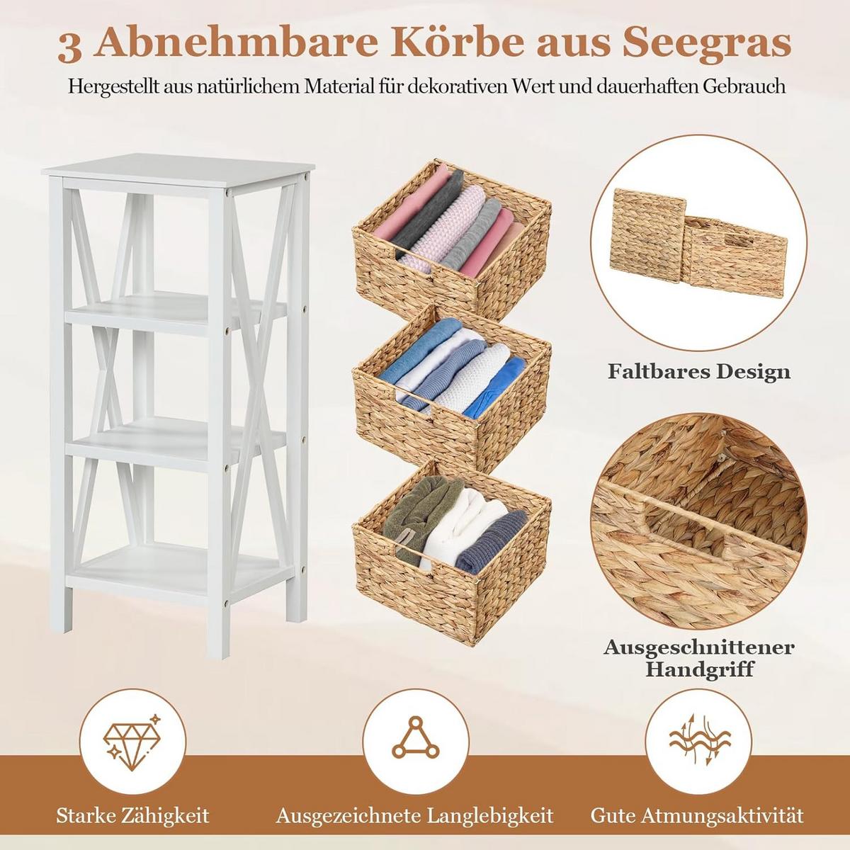 NACHTTISCH Weiß(2er-Set) - Weiß, Holz (36/80/30cm) - COSTWAY