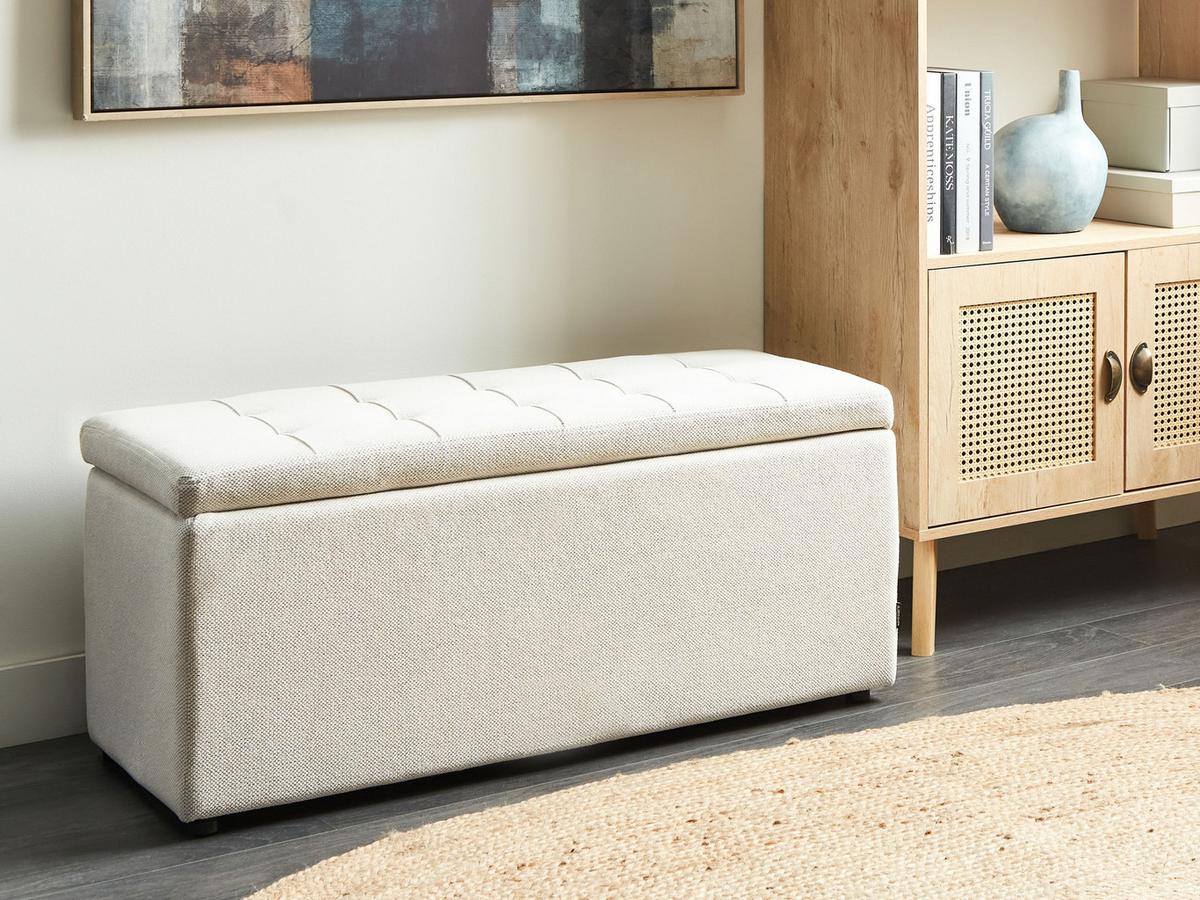 OTTOMANE mit Stauraum Stoff Cremeweiß Orem - Creme, Textil (100/42/40cm) - Beliani