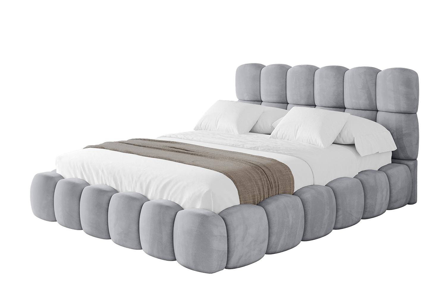POLSTERBETT mit Bettkasten und Lattenrost, Boxbett ohne Matratze - LEYA 160x200 Hellgrau - Hellgrau, Holzwerkstoff/Textil (160/200cm) - ALTDECOR