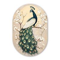 WANDBILD Pfau - Zweig - Blumen Deko Wohnzimmer 40x60 cm - Champagner, Kunststoff (40/60cm) - MuchoWow