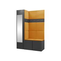 GARDEROBEN-SET Orion X - Graphitfarben/Orange, Holzwerkstoff/Kunststoff (124/186/46cm) - MIRJAN24