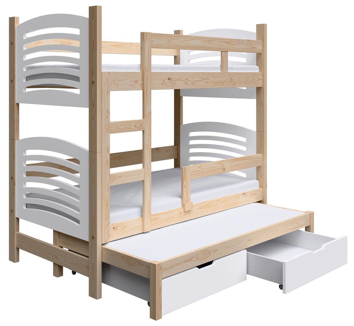 ETAGENBETT FÜR 3 PERSONEN Cami 75x180 cm - Beige, Holz (75/180cm) - Selsey