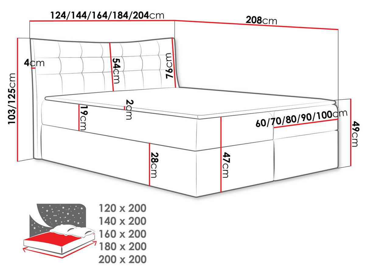 BOXBETT Havana - H3 - Türkis, Holz (180/200cm) - MIRJAN24