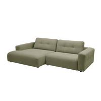 ECKSOFA XL MIKA Grün Cord - Schwarz/Olivgrün, Kunststoff/Textil (296/167cm) - KAWOLA