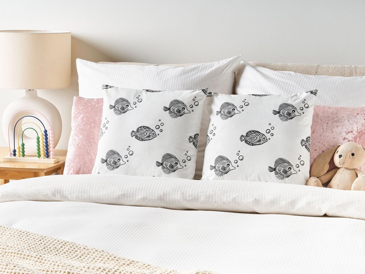 KINDERKISSEN 2er-Set Weiß 45/45 cm Tweedia - Weiß, Naturmaterialien/Textil (45/45cm) - Beliani