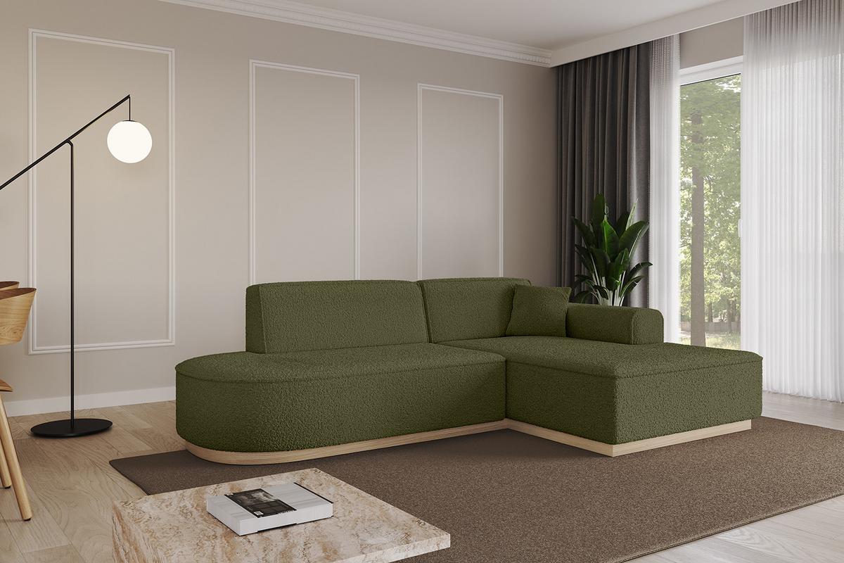 ECKSOFA Ottomane Rechts IREA-L1 - 232x165x80 cm Grün - Platinfarben, Holzwerkstoff/Textil (232/165cm) - ALTDECOR