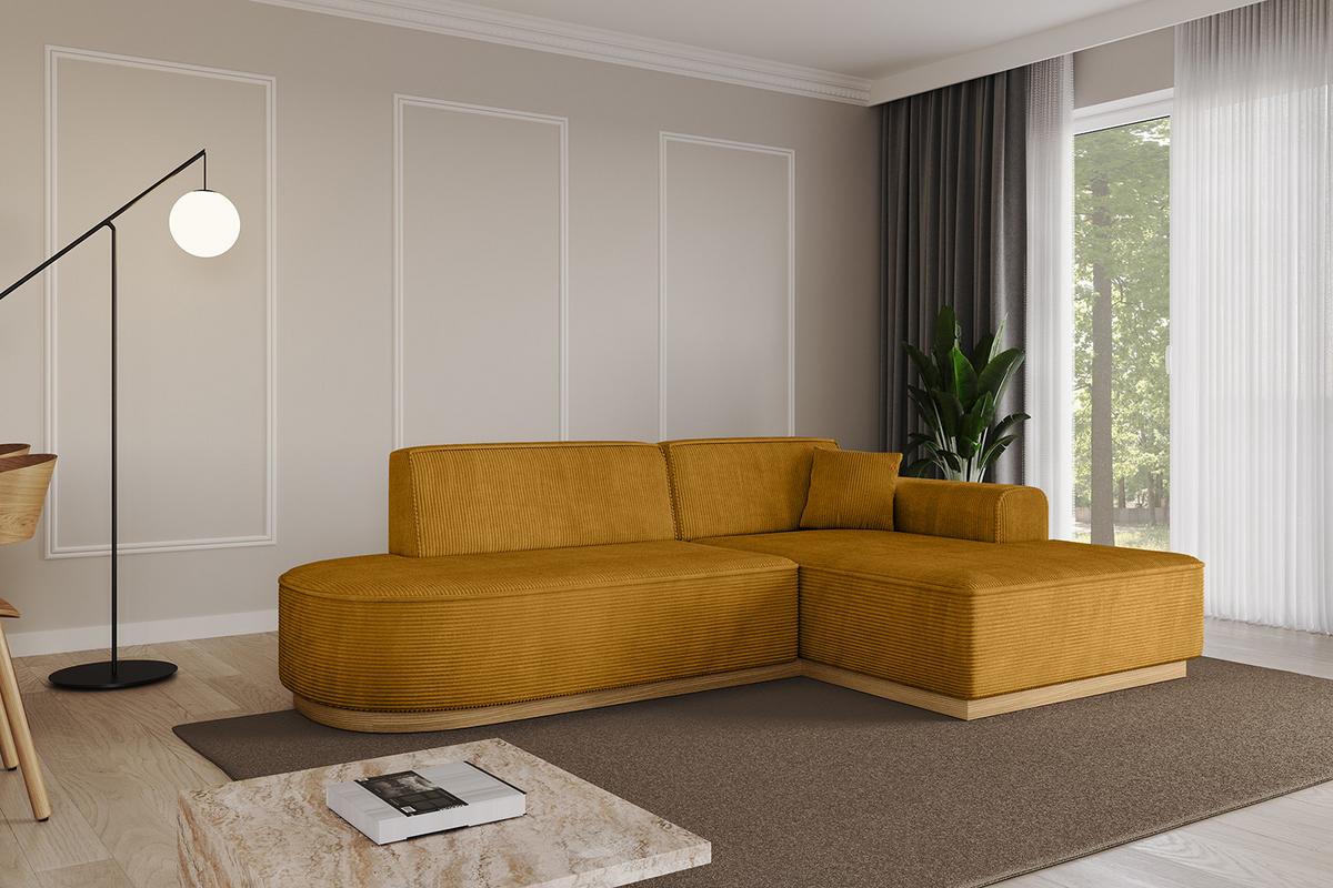 ECKSOFA Ottomane Rechts IREA-L1-v2 - 232x165x80 cm Senfgelb - Grün, Holzwerkstoff/Textil (232/165cm) - ALTDECOR