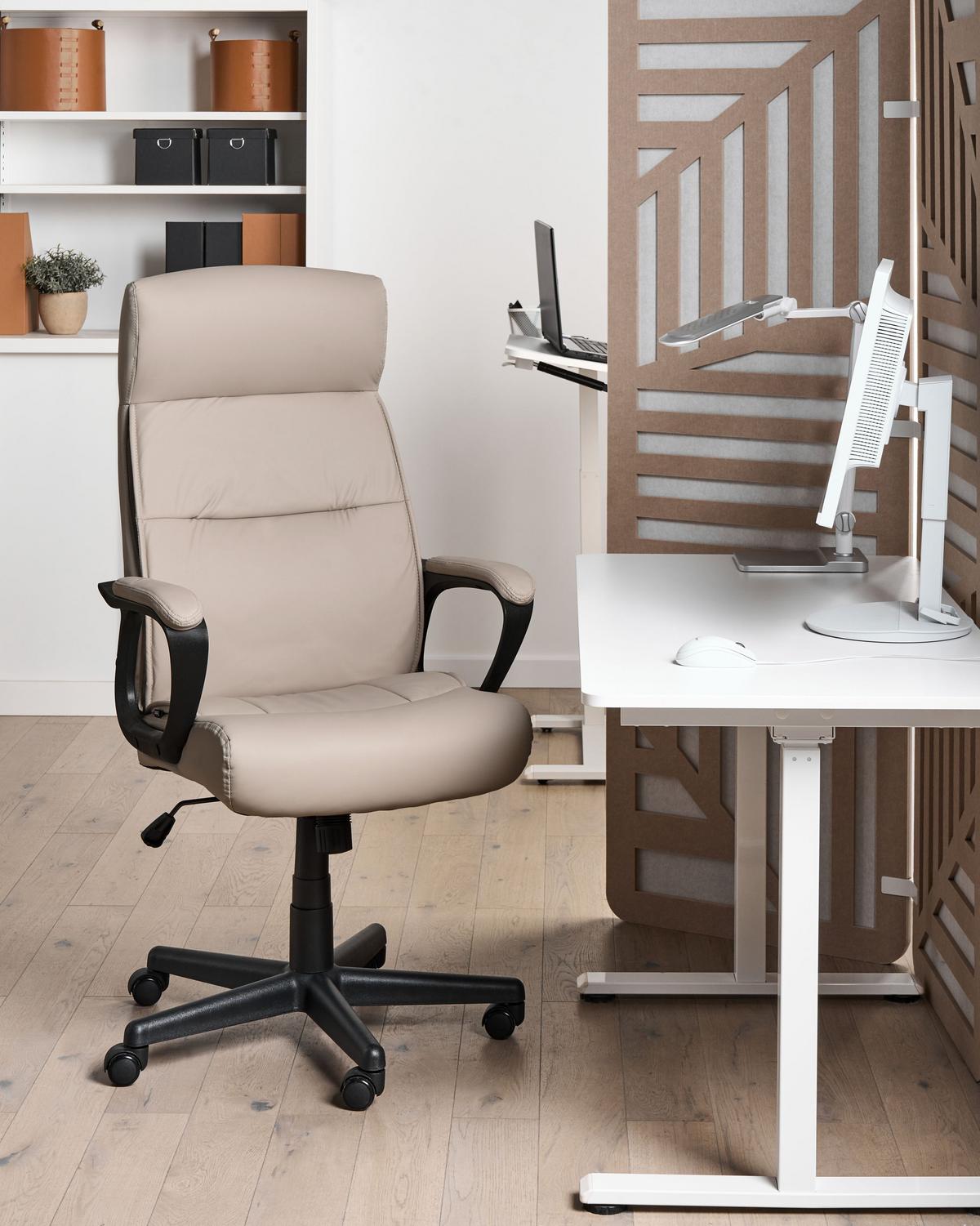 CHEFSESSEL Beige Guru - Beige/Schwarz, Kunststoff (65/114/73cm) - Beliani