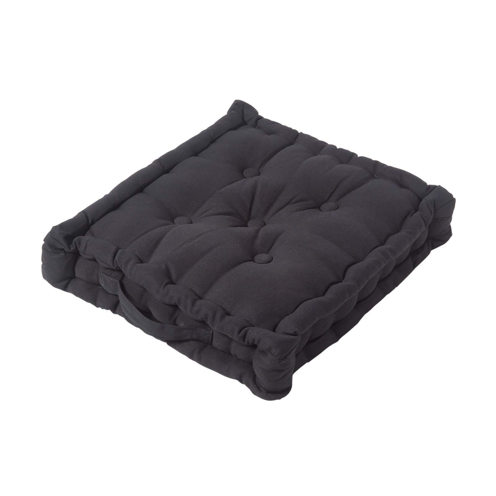 SITZKISSEN schwarz 40/40/8 cm – Bodenkissen unifarben - Schwarz, Textil (40/40/8cm) - Homescapes