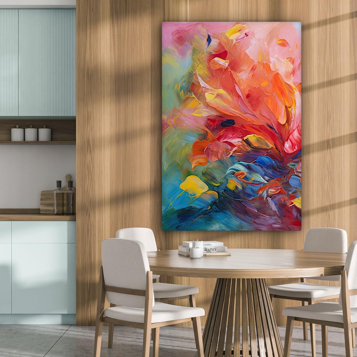 LEINWANDBILD Ölgemälde - Kunst - Abstrakt - Farbenfroh Deko XXL 80x120 cm - Altrosa, Textil (80/120cm) - MuchoWow