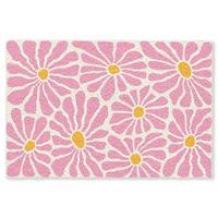 FUSSMATTE Blumen - Muster - Rosa - Beige - Orange Sauberlaufmatte 60x40 cm - Rosa, Kunststoff (60/0.4cm) - MuchoWow