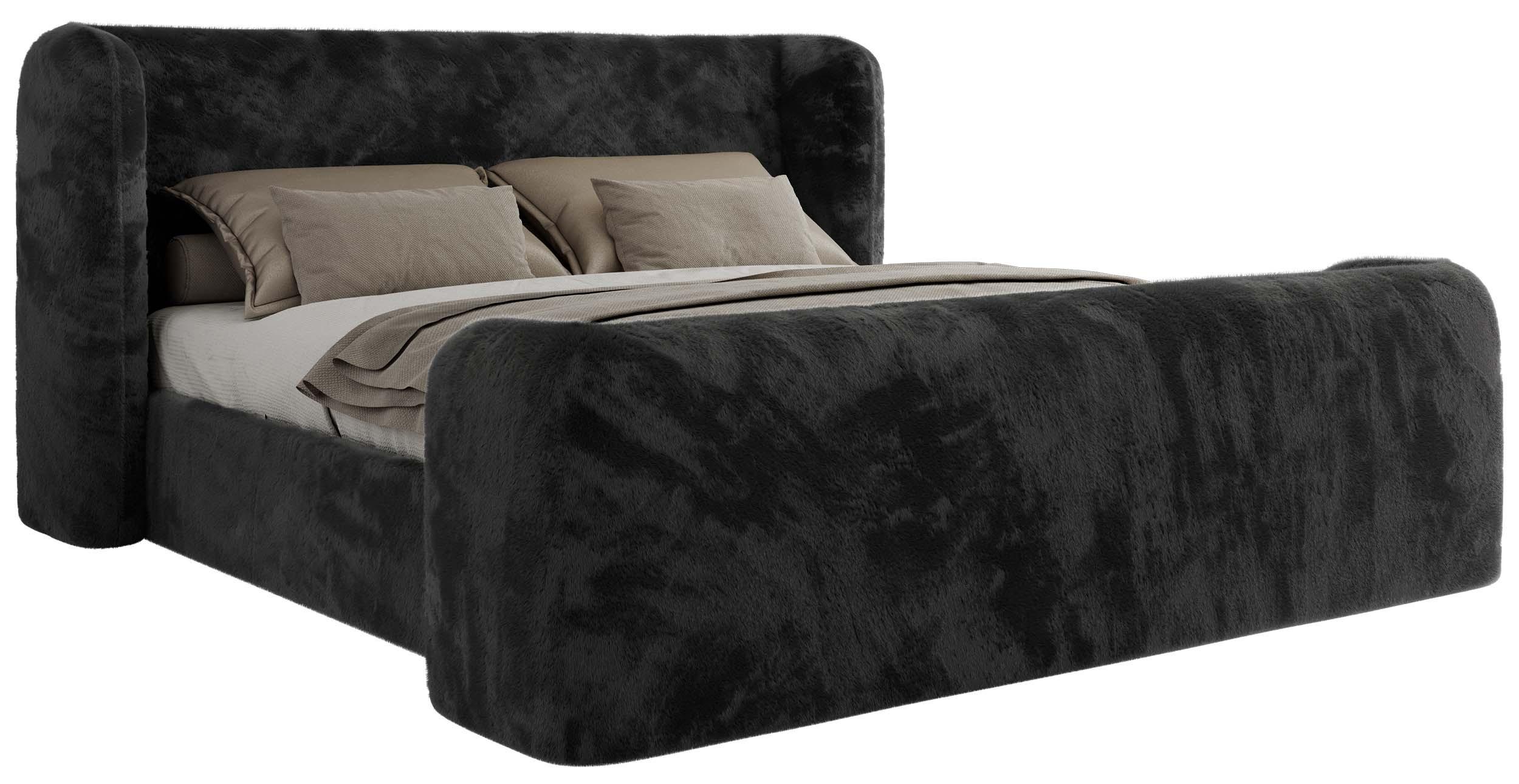 POLSTERBETT EMORA CLASSIC DUO 200/200 - Dunkelgrau Plüsch - Schaum-Matratze - Dunkelgrau, Textil (200/200cm) - MKS