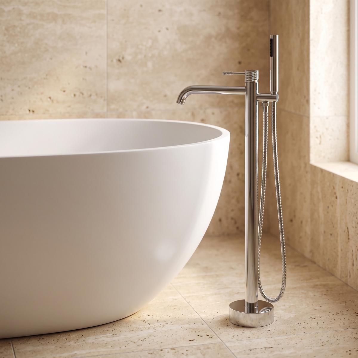 BADEWANNENARMATUR Ural freistehend Chrom - Chromfarben, Metall (16/99/24cm) - Badplaats