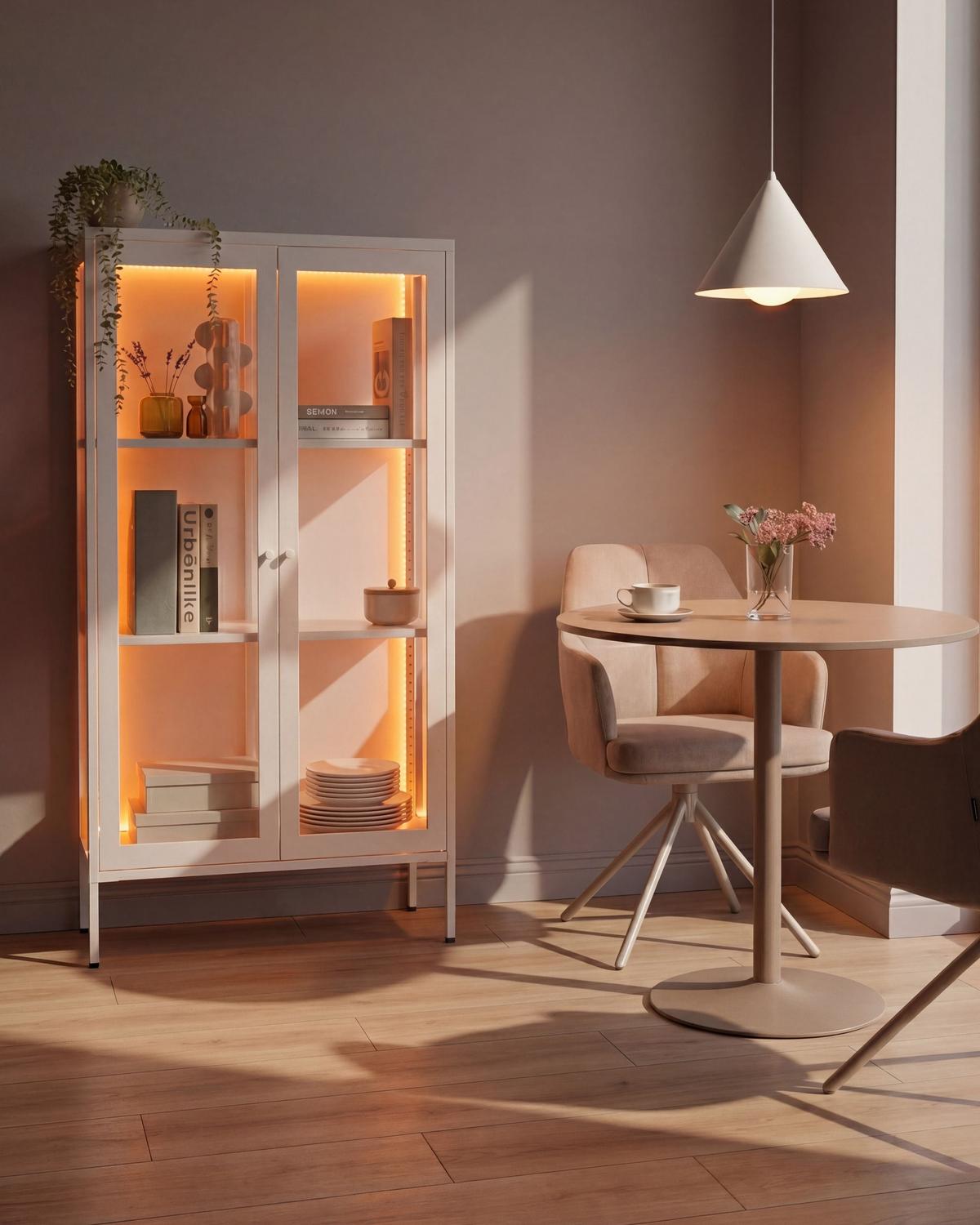 VITRINE mit Glastüren Metall 90 cm Weiß Nash - Weiß, Metall (90/150/35cm) - Beliani