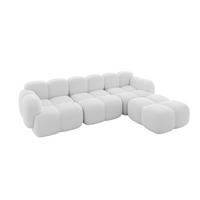 ECKSOFA modulares Sofa Rechts Miko-L2 302x205x75 Weiß Bouclé - Schwarz/Weiß, Holzwerkstoff/Kunststoff (302/205cm) - ALTDECOR