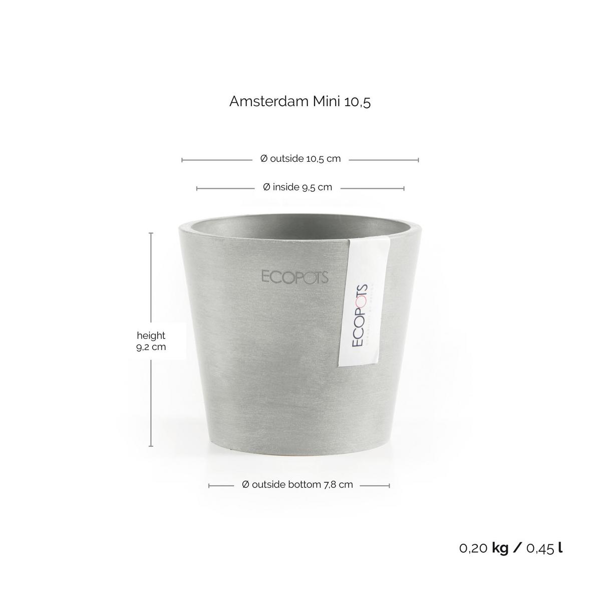 BLUMENTOPF Amsterdam 10,5/9,2 cm Hellgrau - Hellgrau, Kunststoff (10.5/9.2cm) - Ecopots