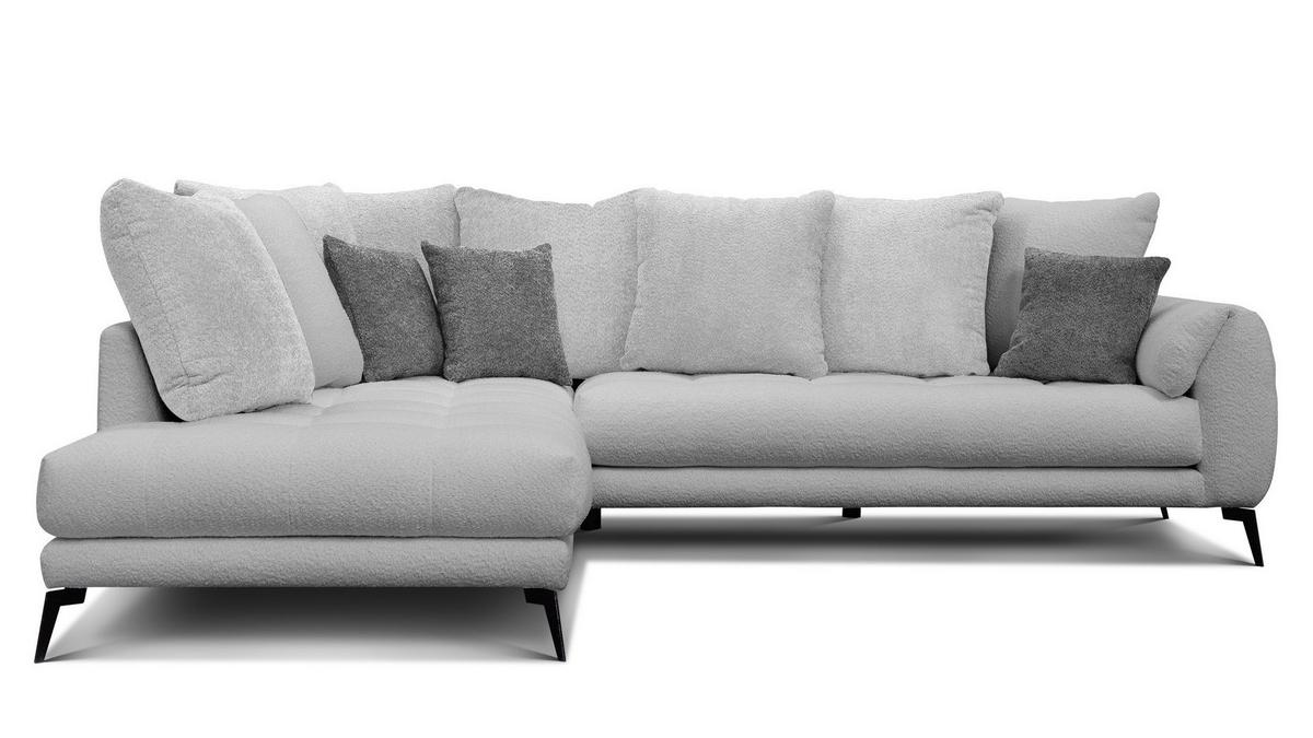 ECKSOFA CALME 5-Sitzer, hellgrau - Hellgrau/Schwarz, Holz/Textil (294/229cm) - Wozimo