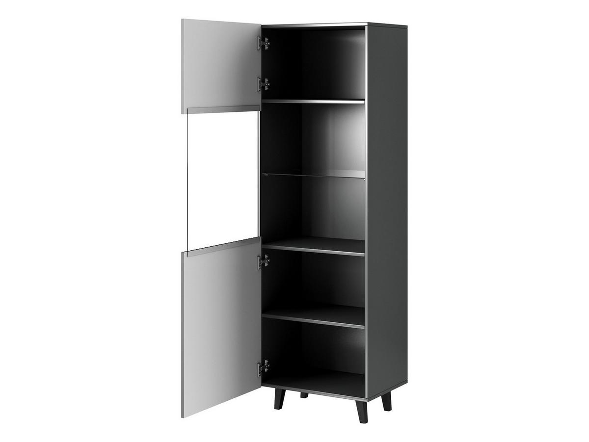 VITRINE Vamos Grey - Anthrazit/Schwarz, Holzwerkstoff/Kunststoff (60/183/42cm) - MIRJAN24